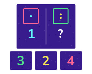Educational logic game for kids. Development of logic iq. Visual intelligence, mind games. Numbers and counting. Vector illustration.