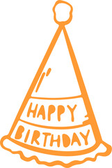 Hand Drawn Birthday Party Hat Outline Vector