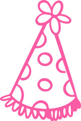 Hand Drawn Birthday Party Hat Outline Vector