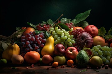 Fruit and vegetables linked to genetic modification for agriculture. Generative AI
