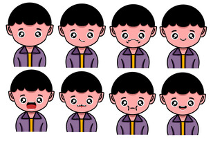 Icon Set Emotion Expretion, Boy Sad, Smile Boy, Engry Boy, Emotion Cartoon, Emoticon Expression Set, Mood