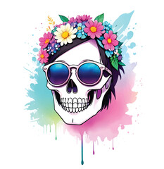 Trendy Skull with Blossom Splash