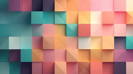 Abstract geometric paper cut 3D texture banner pastel background.