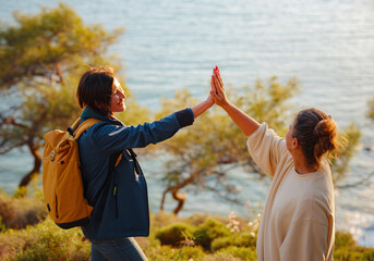 trip to Turkey, girlfriends enjoy sunset over Fethiye city