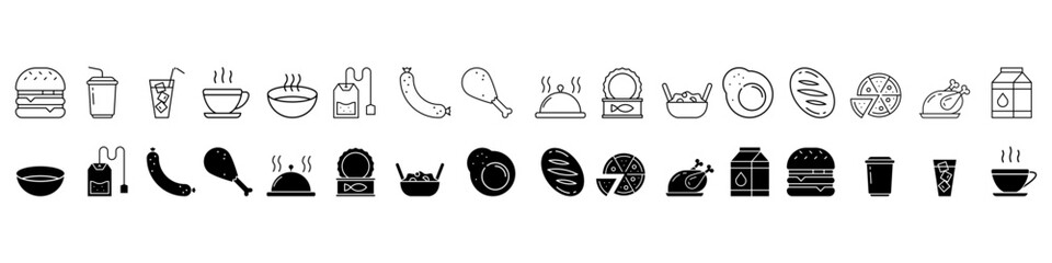 Food and drink icon vector set. kitchen illustration sign collection. funeral symbol. Cook logo.