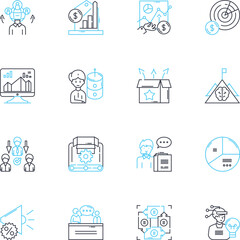 Fototapeta premium Control linear icons set. Dominance, Manipulation, Supremacy, Authority, Domination, Mastery, Command line vector and concept signs. Influence,Power,Governance outline illustrations