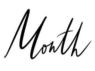 simple line design element hand lettering black letters on white background for calendar planner sticker heading month