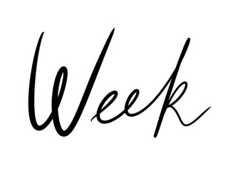 simple line design element hand lettering black letters on white background for calendar planner week header sticker