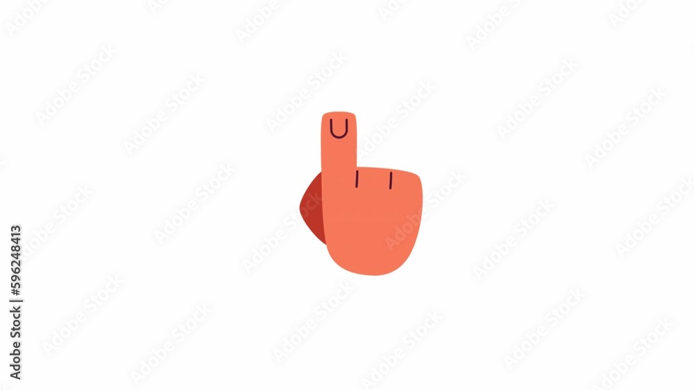 Poster finger clicking animation. pointing up. push button. thumb pointer isolated 2d cartoon flat first vi