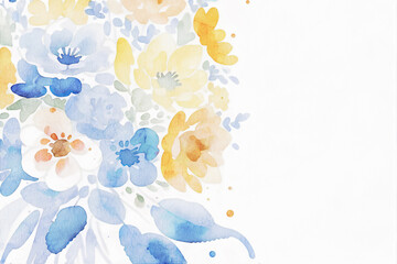 Various watercolor flowers, butterflies, roses, peonies