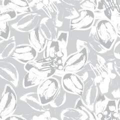 Monochrome Abstract Floral Seamless Pattern Design