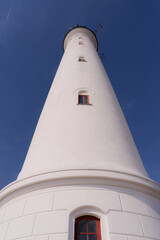 Historic Lyngvig lighthouse in Jutland, North Sea coast in Denmark. The famous Nørre Lyngvig...