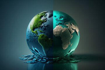 World environment and earth day concept with green globe and eco friendly enviroment