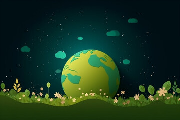 Naklejka premium World environment and earth day concept with globe and eco friendly enviroment. Generative ai
