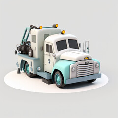 Cute animated 3d rendered icon of a tow truck Disney style , Generative Ai