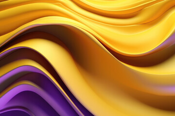 Abstract Background with 3D Wave Bright Gold and Purple Gradient Silk Fabric