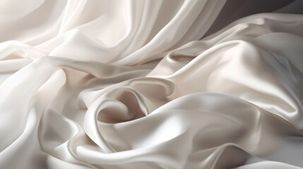 Obraz premium Beautiful Wavy Silk Background. Rippled Satin Wallpaper. Ai Generative