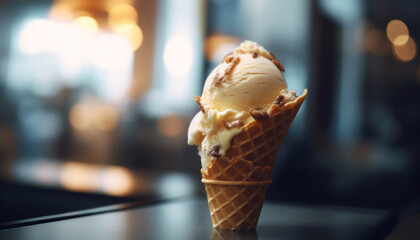 Vanilla ice cream with chocolate sprinkles