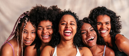 Fototapeta premium Excited group of fit women.