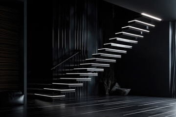 Modern stairs in dark interior design