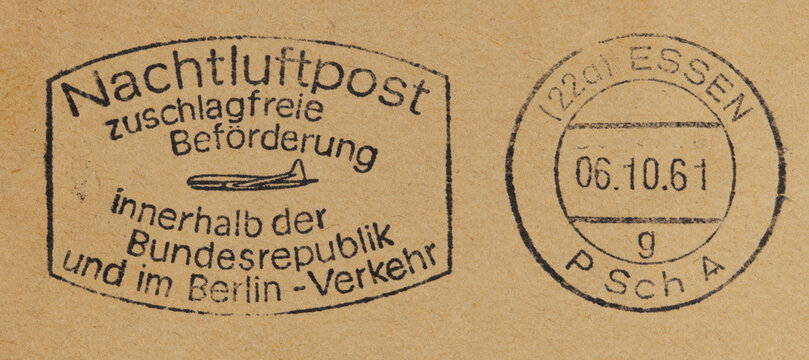 stamp vintage retro old paper used cancel cancellation post letter mail german plane
