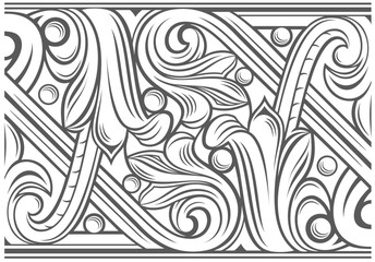 Texture of classic ornamental stripe pattern engraving