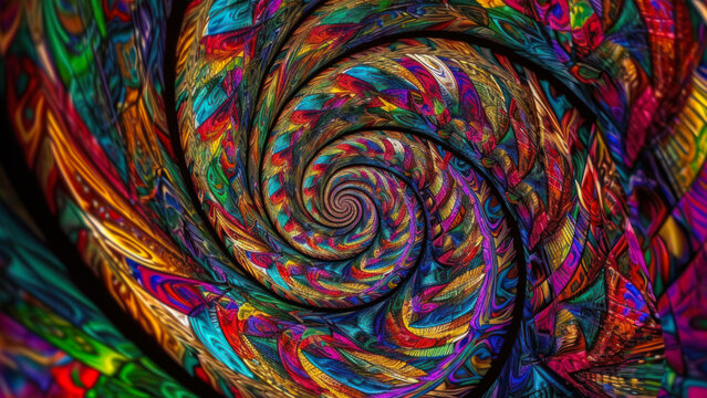 colorful spiral fractal, psychedelic background generative ai