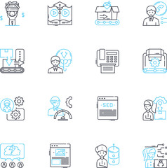 Asset preservation linear icons set. Security, Conservation, Protection, Safeguarding, Stability, Preservation, Preservationism line vector and concept signs. Carefulness,Monitoring,Management outline