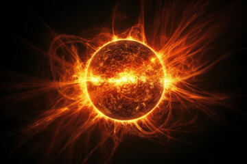 Fototapeta premium red sun solar flares generative ai