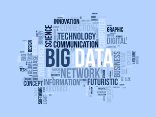 Word cloud background concept for Big data. Internet technology network with cloud data analysis concept. vector illustration.