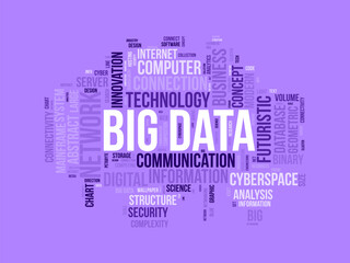 Word cloud background concept for Big data. Internet technology network with cloud data analysis concept. vector illustration.