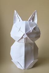 origami of a cute cat on a light background, generative ai	