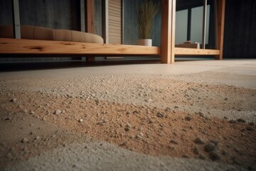 Floor covering made of concrete and sand mixture. Generative AI