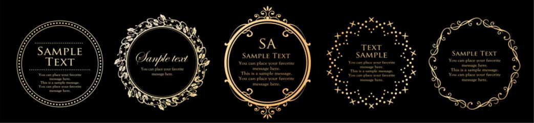 高級感のあるビンテージ調のフレームデザインセット　罫線　枠　ウエディング　ビンテージ　アンティーク	
