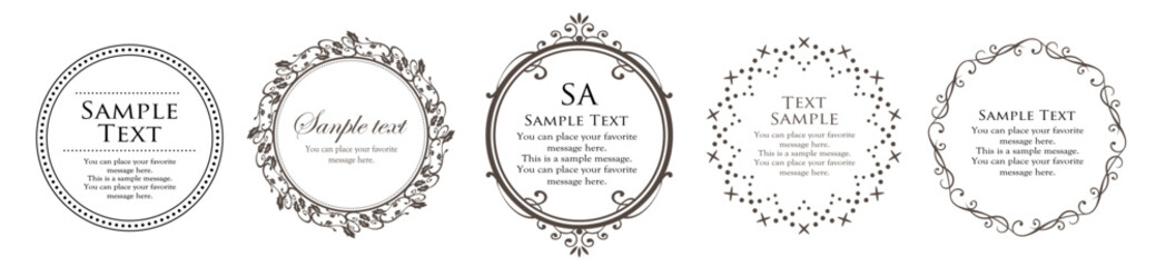 高級感のあるビンテージ調のフレームデザインセット　罫線　枠　ウエディング　ビンテージ　アンティーク	
