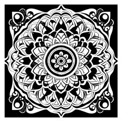 Flower clipart vector design black and white