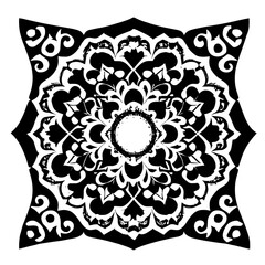 Flower clipart vector design black and white