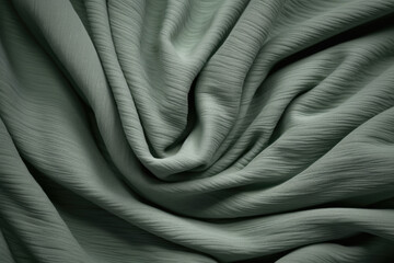 Fine Wool Fabric with Wrinkles and Folds. Grey Green Fall Wallpaper