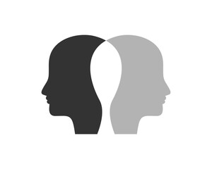 Human head silhouette profile icon. Male and female head silhouette vector illustration
