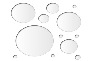 white circles with shadow on a white background. Vector illustration