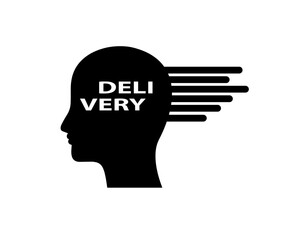 Silhouette of a head with the word DELIVERY. Vector illustration