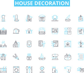 House decoration linear icons set. Aesthetics, Color, Texture, Style, Illumination, Ambiance, Pattern line vector and concept signs. Harmony,Minimalism,Modernism outline illustrations