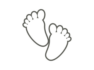 toddler footprints icon vector, outline graphics