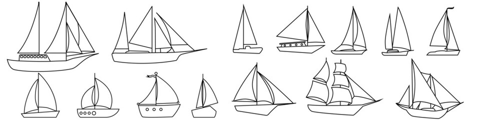 Sailboat icon vector set. yacht illustration sign collection. sailing ship symbol. sailfish logo.