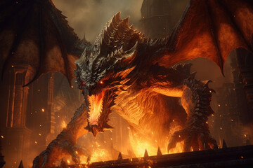 Fototapeta premium Deathwing is a character from the popular online game World of Warcraft. He was once known as Neltharion, one of the five Dragon Aspects chosen by the Titans to watch over Azeroth.