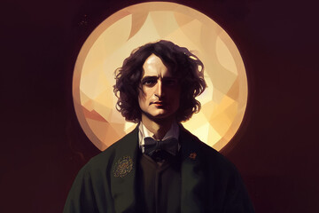 Fototapeta premium Oil painting portraits of the great physicist Newton, and historical figures, can be used for education, and cultural commentary, Generative Ai.