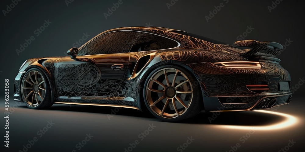 Aufkleber structure design hologram of a sports car. superlative generative ai image.