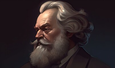 Oil painting portraits of the great sociologist Karl Marx, and historical figures, can be used for education, and cultural commentary, Generative Ai.