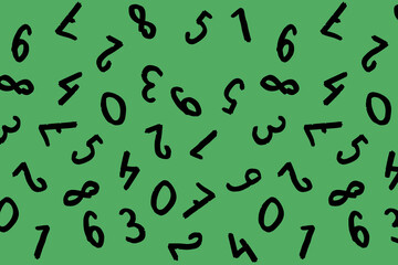 template with the image of keyboard symbols. a set of numbers. Surface template. green purple background. Horizontal image