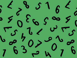 template with the image of keyboard symbols. a set of numbers. Surface template. green purple background. Horizontal image